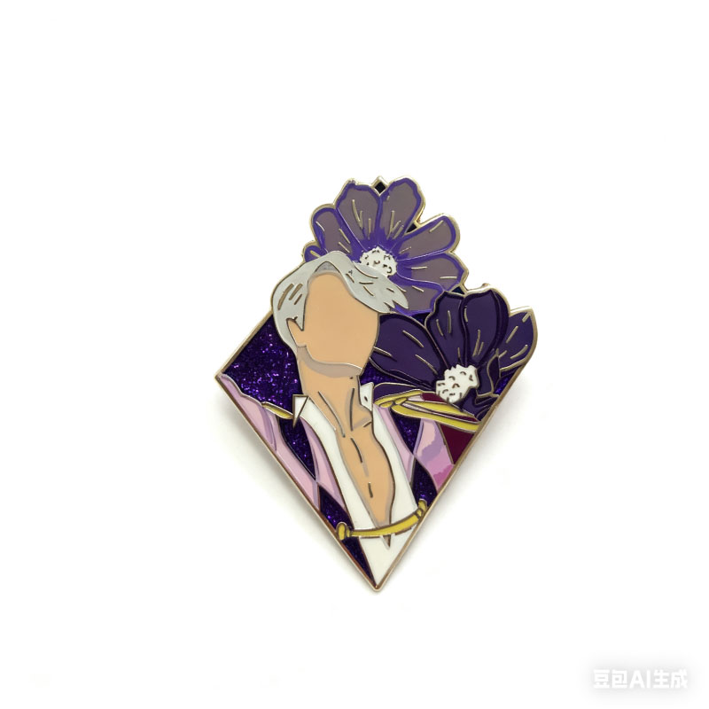 hard enamel pin+glitter+print